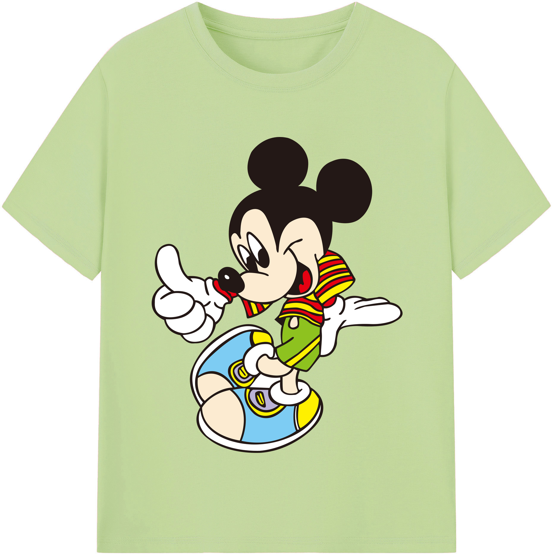 （画像用） ミッキーマウス Mickey Mouse 綿100％半袖Tシャツ（フロントプリント）